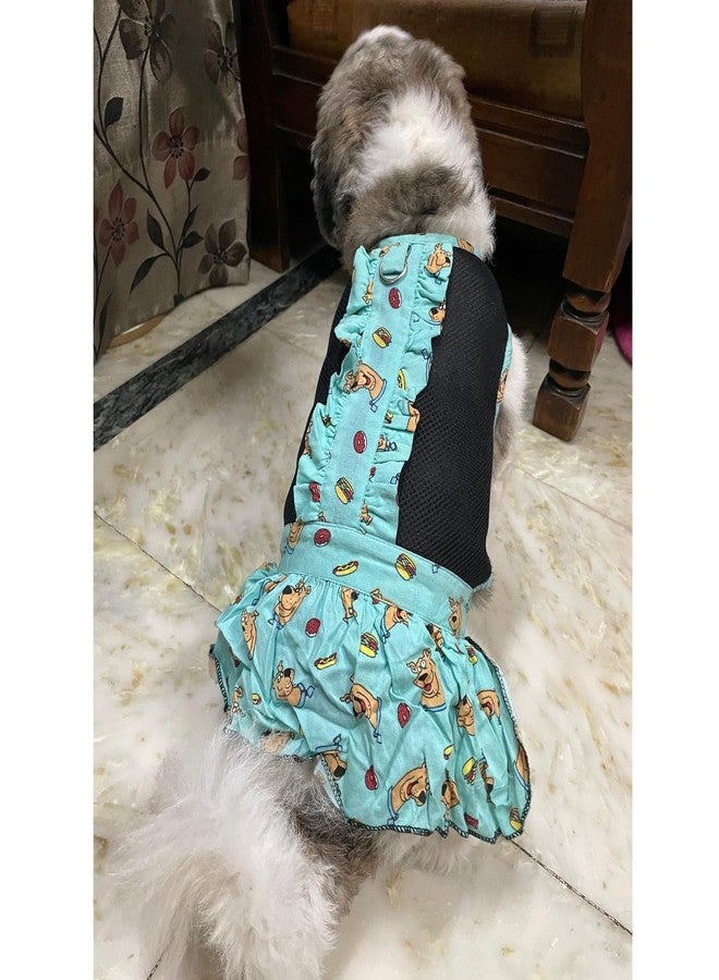 Lulala Summer Dog Princess Puppy Print Dresses Clothes Doggie Sundress with D-Ring Pet Vest Cat Apparel Puppy Dress Pet Dog Summer Layer Frill Sweetie Dress Tutu Dress Mesh Dogs(14 Inch,Sea Green) - Image 2